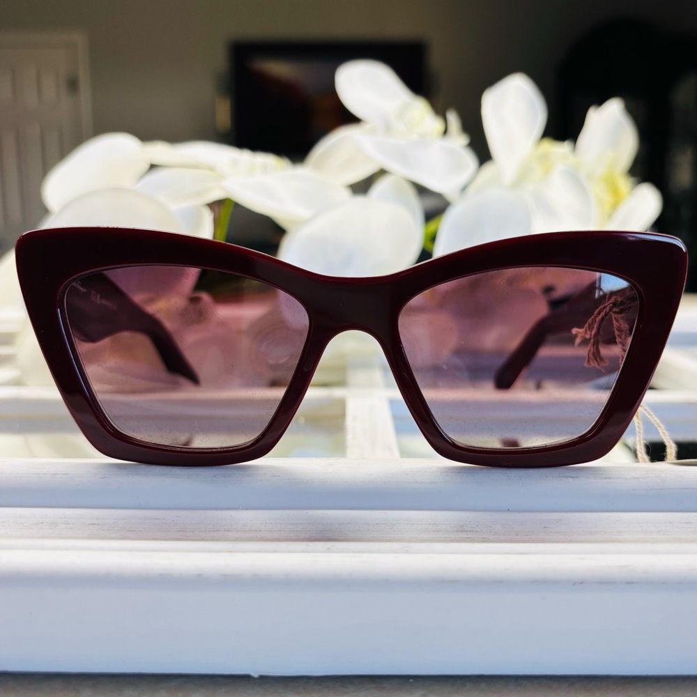 Salvatore Ferragamo Deep Red Cat-Eye Sunglasses